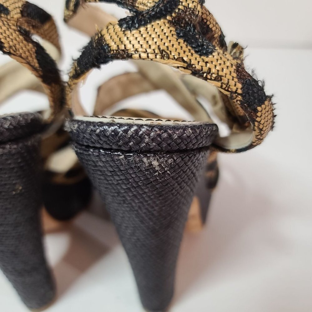 Jerome C.‎ Rousseau Daho Cheetah Woven Platform Heels Size 37.5/ 7.5 - Picture 6 of 11